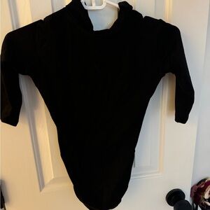 Black elbow length sleeve Leo with zip up front! Elbow length sleeve lace Leo